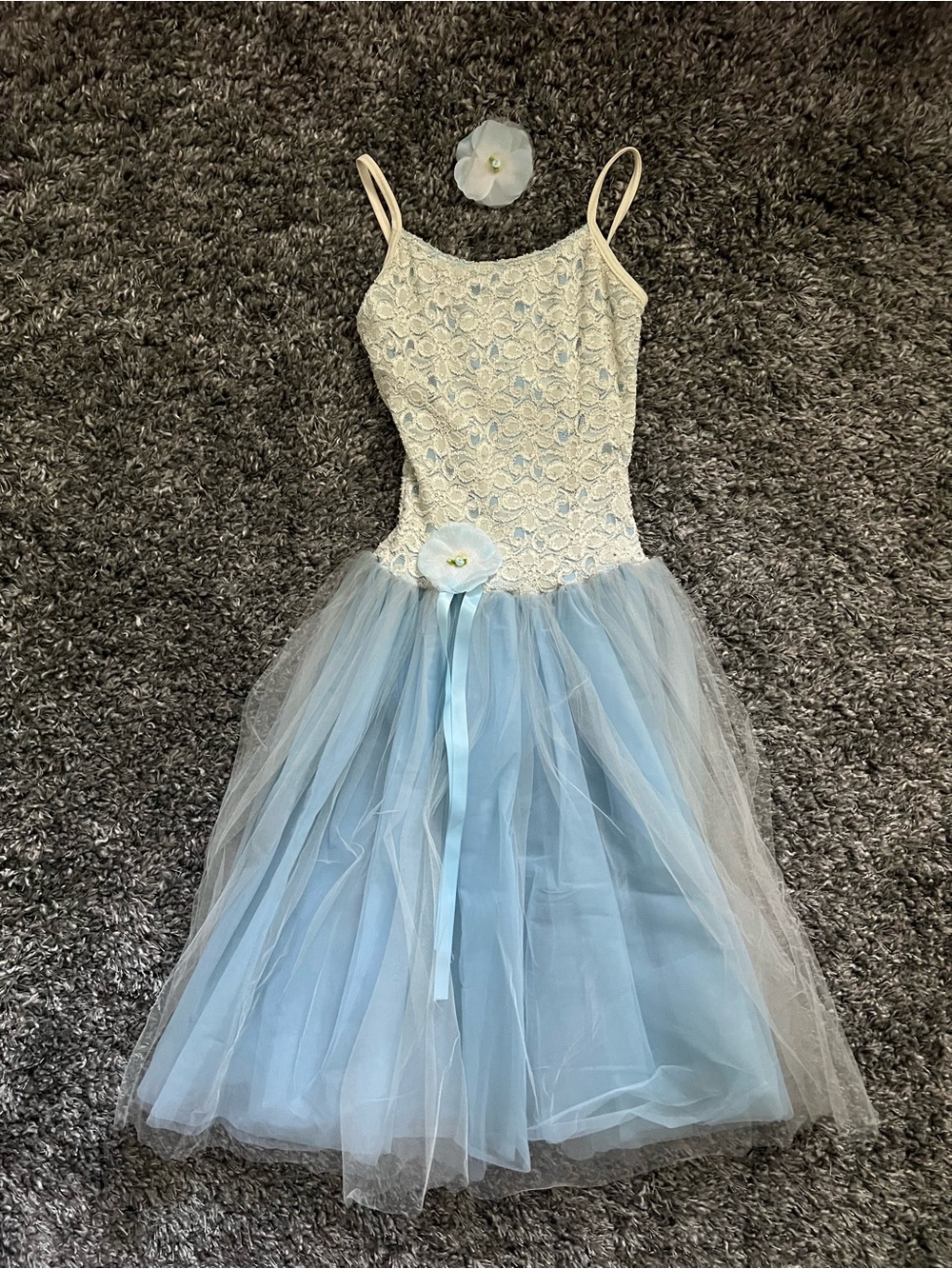 Weissman Light Blue and Ivory Tulle Floral Ballet Costume - adult small
